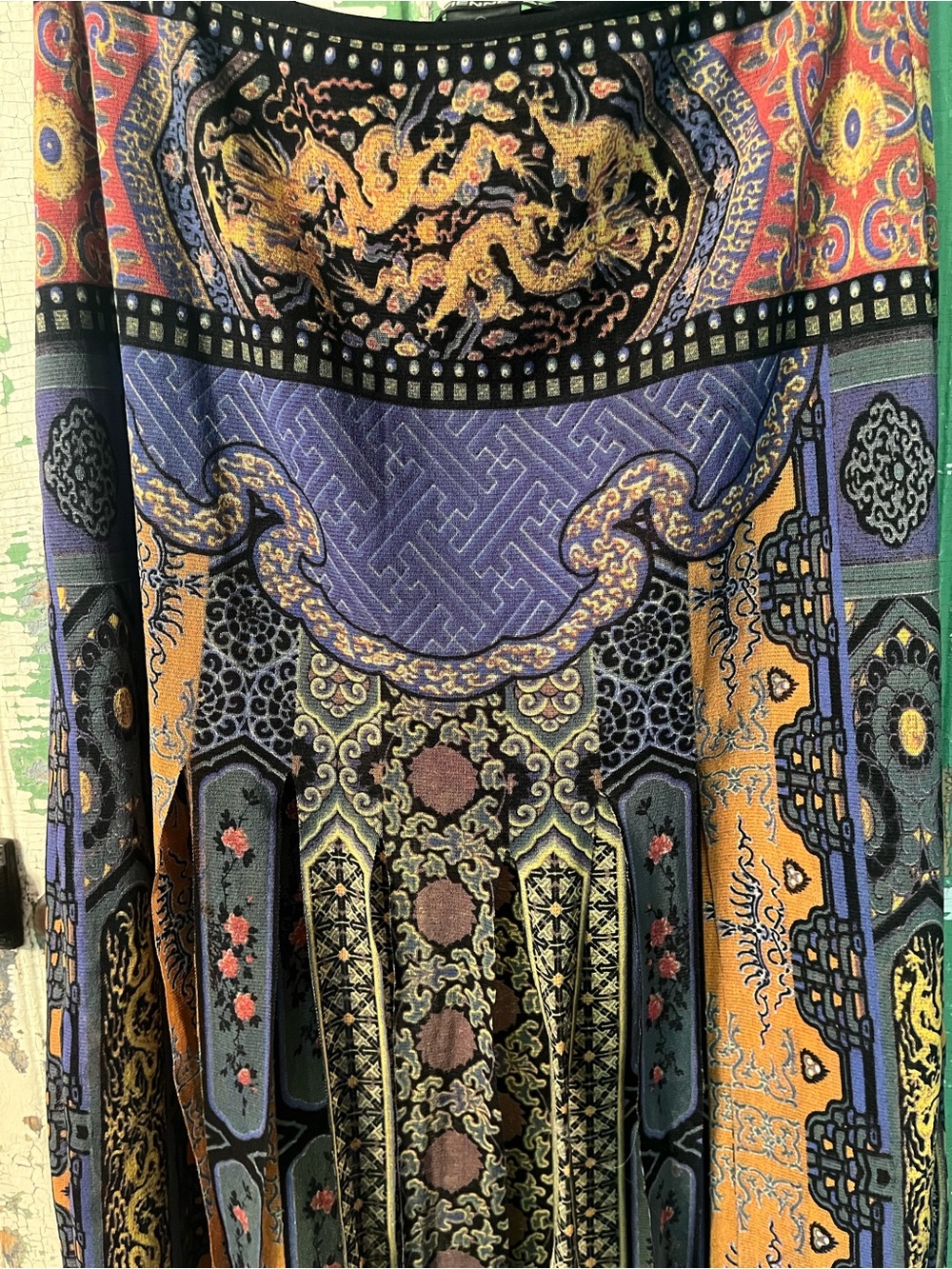 Bohemian Patterned Midi Skirt in Blue, black and Gold - Picture 7 of 8